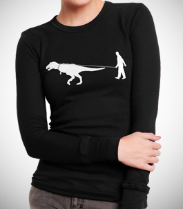 Man Walking Dinosaur Ladies Long Sleeve T-Shirt 